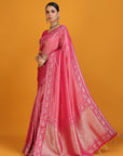 Pink Crepe Saree
