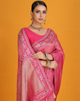 Pink Crepe Saree