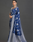Royal Blue Crepe Saree