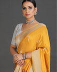 Yellow Crepe Saree