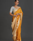 Yellow Crepe Saree