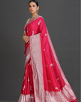 Pink Crepe Saree