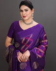 Purple Soft Silk Handwoven Kanjivaram Saree