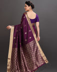 Deep Purple Soft Silk Handwoven Kanjivaram Saree