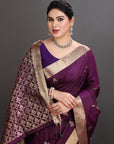 Deep Purple Soft Silk Handwoven Kanjivaram Saree