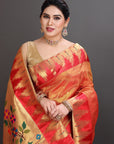 Orange Soft Tissue Paithani Saree