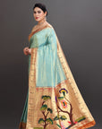 Sea Green Soft Tissue Paithani Saree