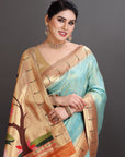 Sea Green Soft Tissue Paithani Saree