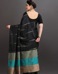 Black Striped Soft Silk Handwoven Kanjivaram Saree
