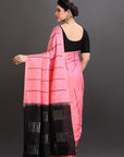 Pink Striped Soft Silk Handwoven Kanjivaram Saree