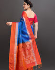 Blue Soft Silk Handwoven Kanjivaram Saree