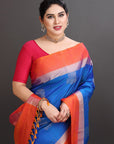 Blue Soft Silk Handwoven Kanjivaram Saree