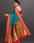 Peacock Blue Silk Paithani Saree