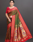 Mehendi Green Silk Paithani Saree