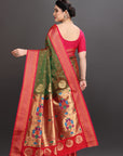 Mehendi Green Silk Paithani Saree