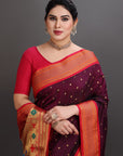 Deep Purple Silk Paithani Saree