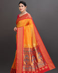 Mango Yellow Silk Paithani Saree