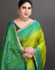 Parrot Green Soft Silk Handwoven Kanjivaram Saree