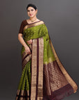 Olive Green Silk Kanjivaram Saree