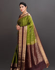 Olive Green Silk Kanjivaram Saree