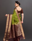 Olive Green Silk Kanjivaram Saree