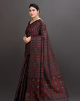 Brown Striped Soft Silk Handwoven Kanjivaram Saree
