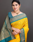 Lemon Yellow Silk Kanjivaram Saree