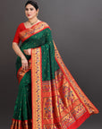 Bottle Green Silk Paithani Saree