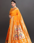 Mango Yellow Silk Paithani Saree