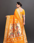 Mango Yellow Silk Paithani Saree