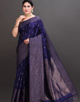 Deep Navy Silk Kanjivaram Saree