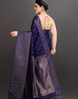 Deep Navy Silk Kanjivaram Saree