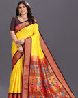 Yellow Paithani Silk Saree