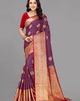 Dark gajari soft silk saree