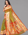 Mahendi organza paithani saree