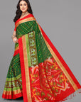 Green ikat soft silk saree