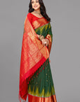 Bottle green soft silk saree