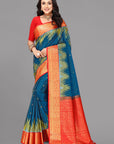 German blue soft silk saree