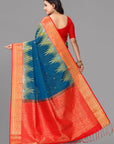 German blue soft silk saree