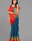 German blue soft silk saree