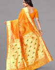 Orangish yellow organza paithani saree