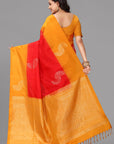 Reddish rust kanjivaram soft silk saree