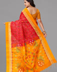 Red ikat soft silk saree