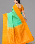 Sea green soft silk saree