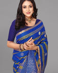 Royal blue borderless soft silk saree