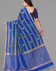 Royal blue borderless soft silk saree