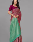 Gajari border less zari brocket soft silk saree