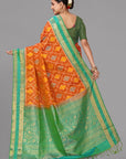 Rust ikat soft silk saree