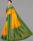Mango yellow soft silk saree