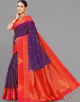 Wine purple soft silk saree